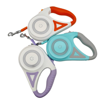 Laisse Rétractable Moderne avec Lumières LED - Blanc et Violet