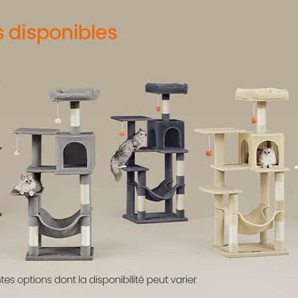 Arbre à Chat Gris avec Hamac et Niche Double