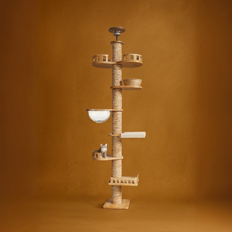 Arbre modulable pour chats avec plateformes et espaces d'observation