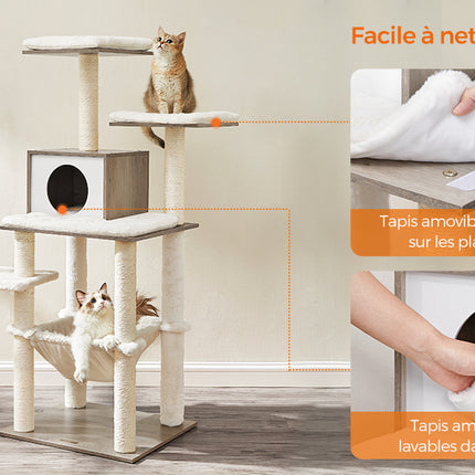 Arbre à Chat Multi-Niveaux avec Hamac et Niche