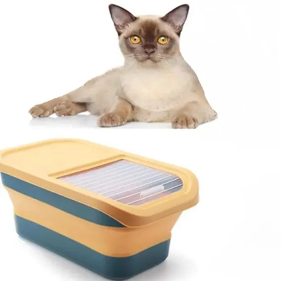 Bac pliable rectangulaire jaune et bleu pour chat