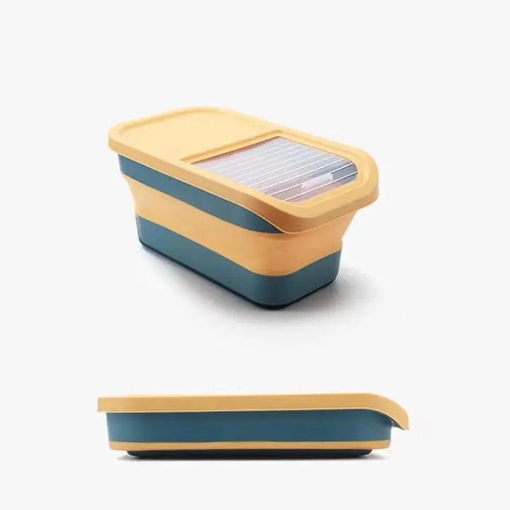 Bac pliable rectangulaire jaune et bleu pour chat