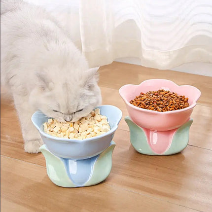 Bols Fleur Pastel Bleu et Rose avec Détails Feuilles