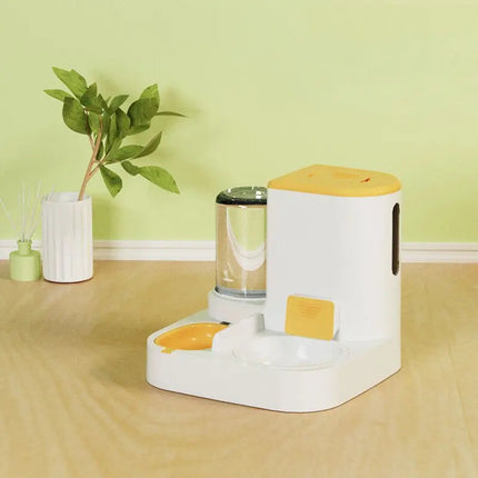 Distributeur Multifonctions Compact Blanc et Jaune pour Animaux