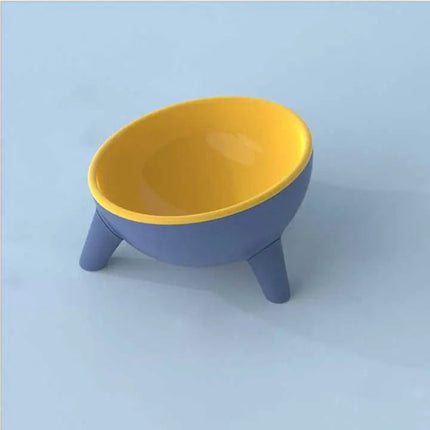 Gamelle surélevée moderne pour chat - Bleu et Jaune