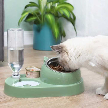 Gamelle Verte Multifonction pour Chat avec Distributeur d'Eau