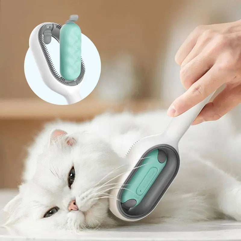 Brosse Pratique pour Toilettage de Chat - Design Ergonomique et TĂȘte Amovible