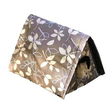 Tente Triangulaire pour Chat avec Motifs Feuilles