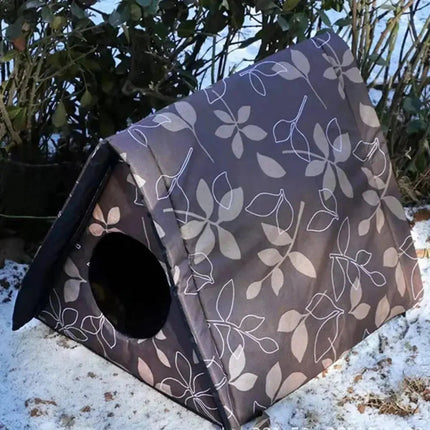 Tente Triangulaire pour Chat avec Motifs Feuilles