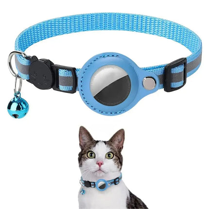 Collier Ajustable Noir avec Boucle et Médaillon Bleu pour Chat