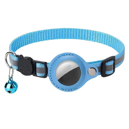 Collier Ajustable Noir avec Boucle et Médaillon Bleu pour Chat