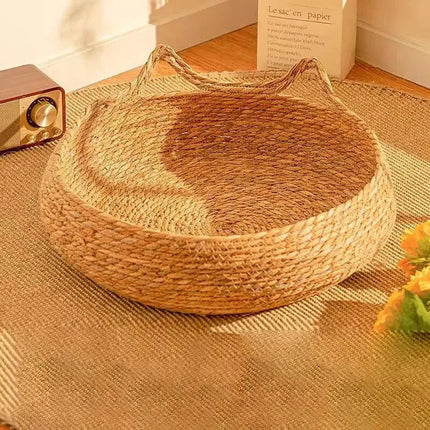 Panier Douillet Rond avec Coussin Moelleux – Décoration Naturelle et Confort pour Chat