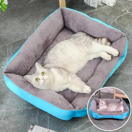 Lit rectangulaire pour chat avec bords relevés et intérieur doux en peluche