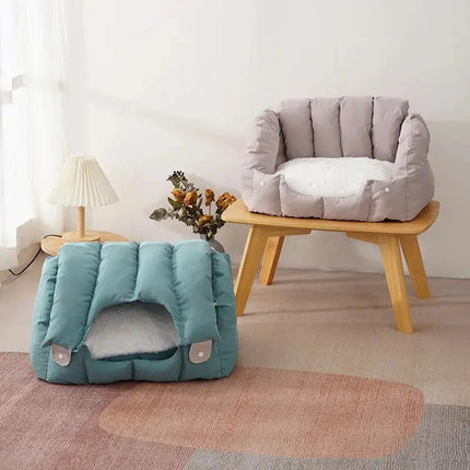 Abri Tunnel Cocooning pour Animaux - Bleu-Vert Moderne