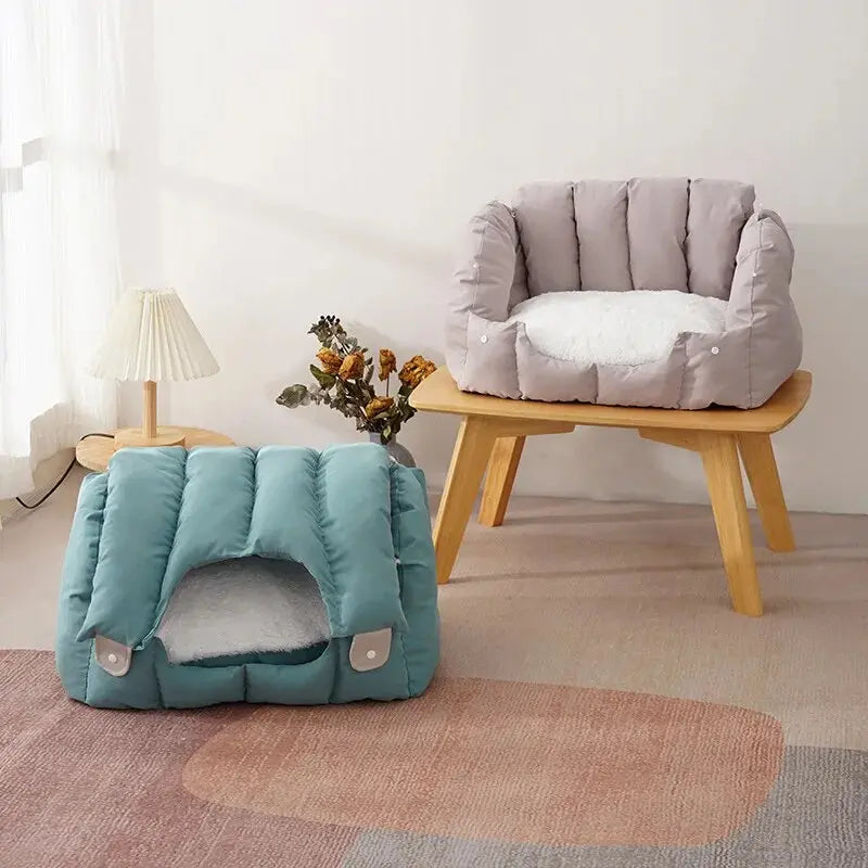 Abri Tunnel Cocooning pour Animaux - Bleu-Vert Moderne