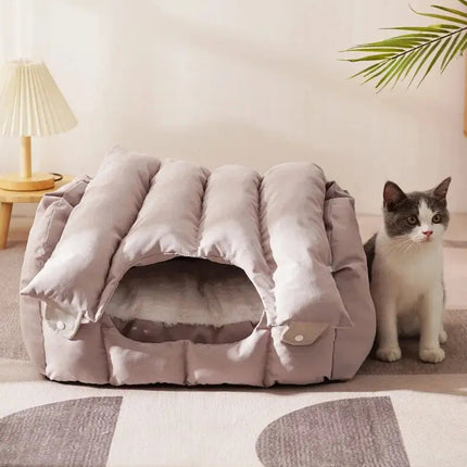 Abri Tunnel Cocooning pour Animaux - Bleu-Vert Moderne