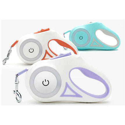 Laisse Rétractable Moderne avec Lumières LED - Blanc et Violet