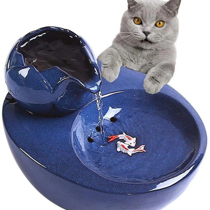 Fontaine Bleue Cascade pour Chat avec Motif Poisson