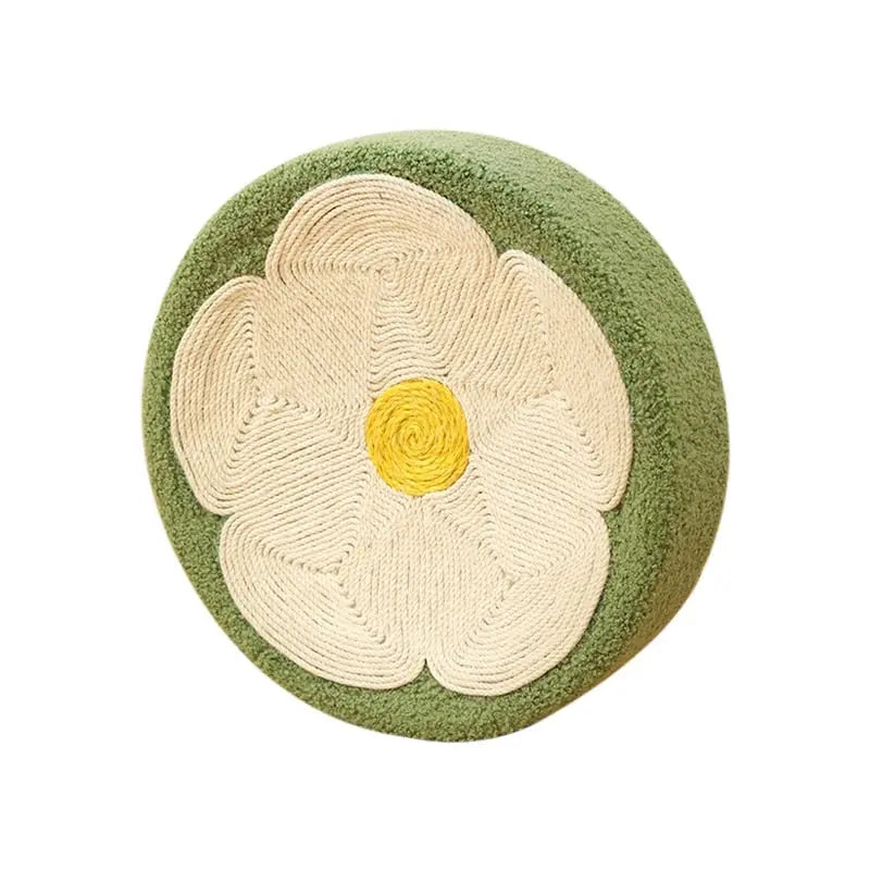 Coussin Rond 2-en-1 pour Chat avec Surface de Grattage