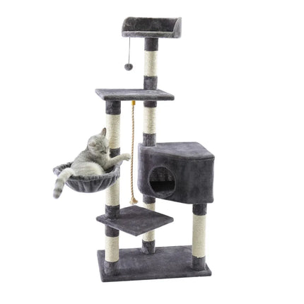 Arbre à Chat Multifonction Haut et Stable avec Hamac et Cube