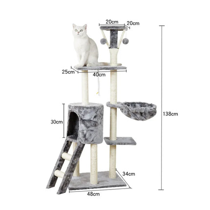 Arbre à Chat Multi-Niveaux avec Cabane et Paniers Suspendus