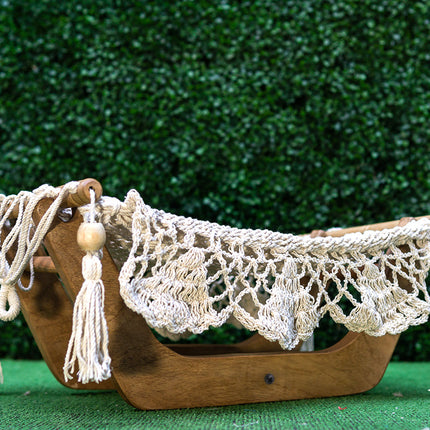 Hamac Artisan Crocheté avec Base en Bois pour Moments Paisibles