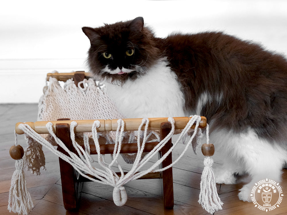 Hamac Artisan Crocheté avec Base en Bois pour Moments Paisibles