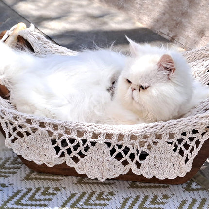 Hamac Artisan Crocheté avec Base en Bois pour Moments Paisibles