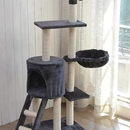 Arbre à Chat Multi-Niveaux avec Cabane et Paniers Suspendus