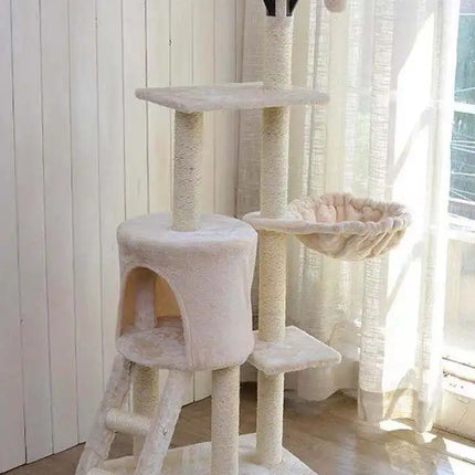 Arbre à Chat Multi-Niveaux avec Cabane et Paniers Suspendus