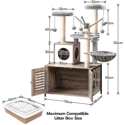 Arbre à Chat avec Meuble Intégré et Plateformes Douces