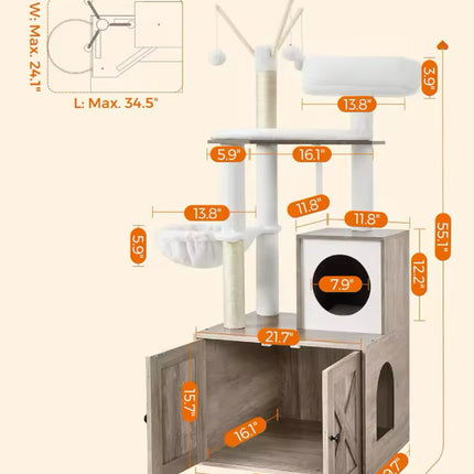 Arbre à Chat avec Meuble Intégré et Plateformes Douces