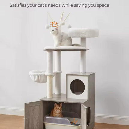 Arbre à Chat avec Meuble Intégré et Plateformes Douces