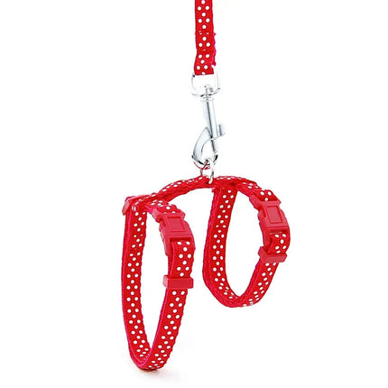 Harnais Rouge à Pois Blancs pour Petits Animaux