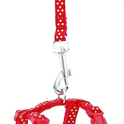 Harnais Rouge à Pois Blancs pour Petits Animaux