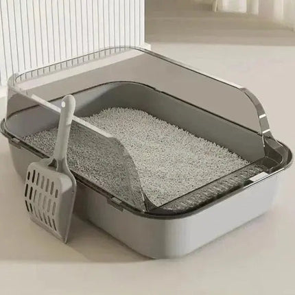 Bac à Litière Pratique avec Grille Intégrée pour Chat