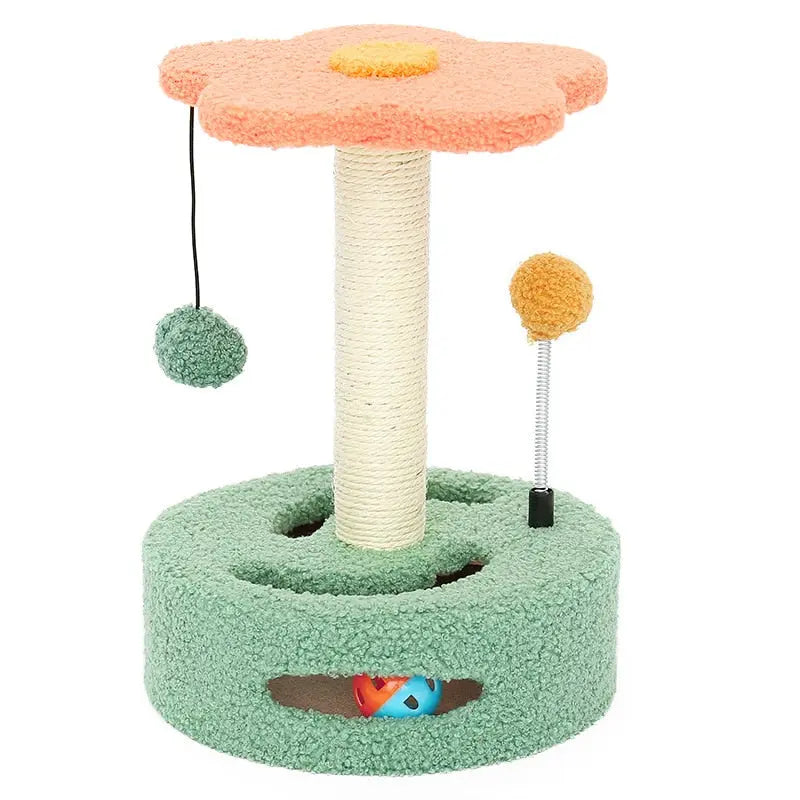 Arbre à Chat Fantaisiste avec Forme Fleur et Pompons Ludiques