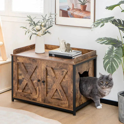Buffet Rustique avec Espace Intégré pour Chats