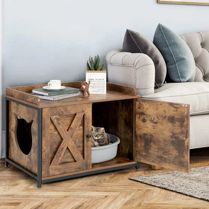 Buffet Rustique avec Espace Intégré pour Chats