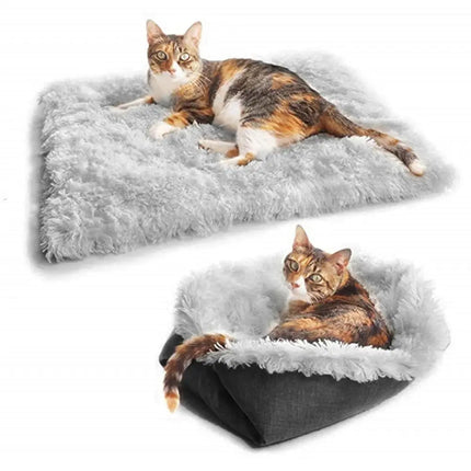 Coussin Douillet Convertible pour Chats - Plat ou en Panier