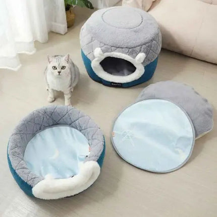 Ensemble Douillet 2-en-1 pour Animaux - Nid Abrité et Panier Moelleux