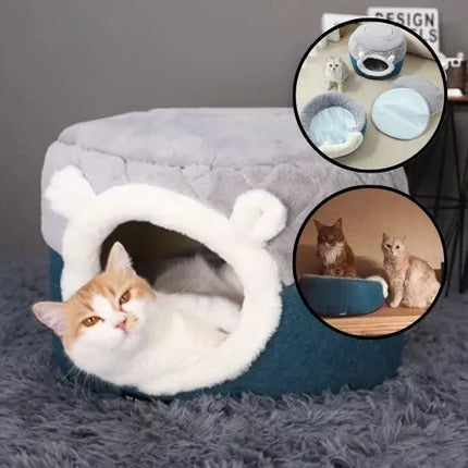 Ensemble Douillet 2-en-1 pour Animaux - Nid Abrité et Panier Moelleux