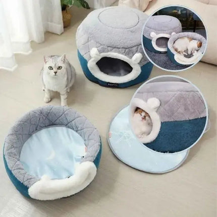 Ensemble Douillet 2-en-1 pour Animaux - Nid Abrité et Panier Moelleux