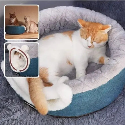 Ensemble Douillet 2-en-1 pour Animaux - Nid Abrité et Panier Moelleux