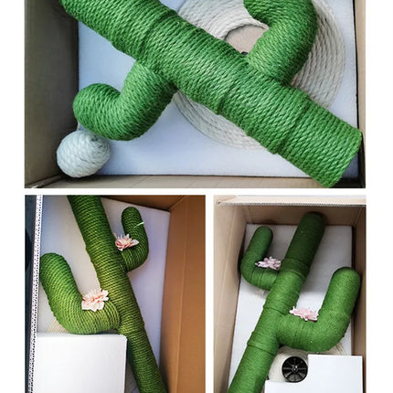 Arbre à Griffer en Forme de Cactus avec Fleurs Décoratives