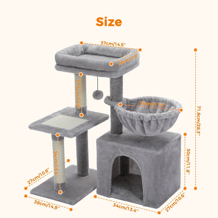 Arbre pour Chats Compact avec Hamac et Plateformes