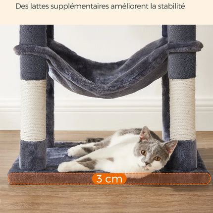 Arbre à Chat Gris avec Hamac et Niche Double