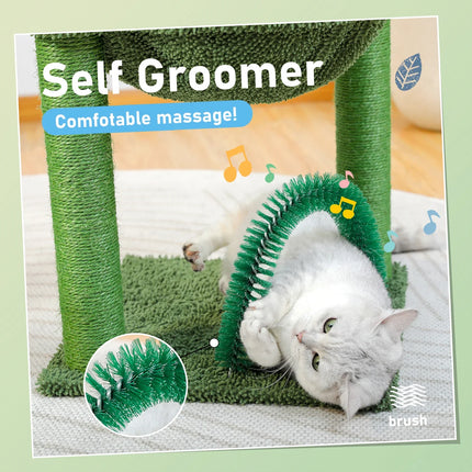 Arbre à chat en forme de cactus avec hamac et arche de toilettage