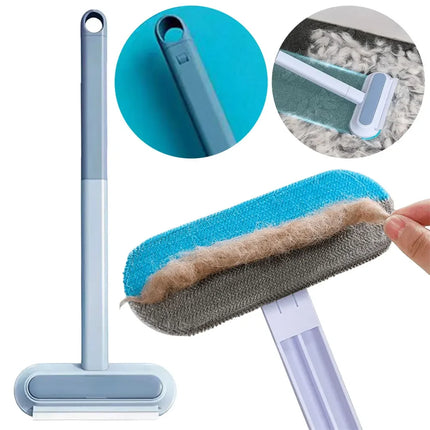 Brosse antipeluches avec manche gris et bleu – Design ajustable et pratique