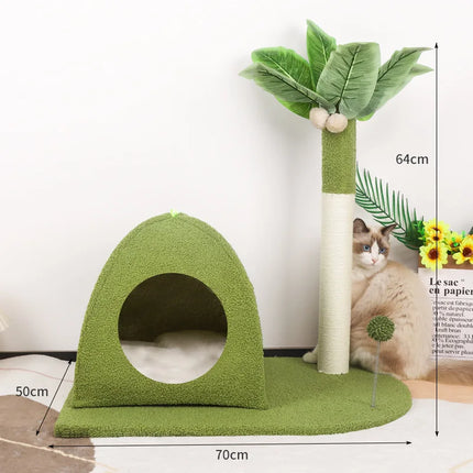 Niche Rose avec Arbre à Griffer en Forme de Palmier pour Chat